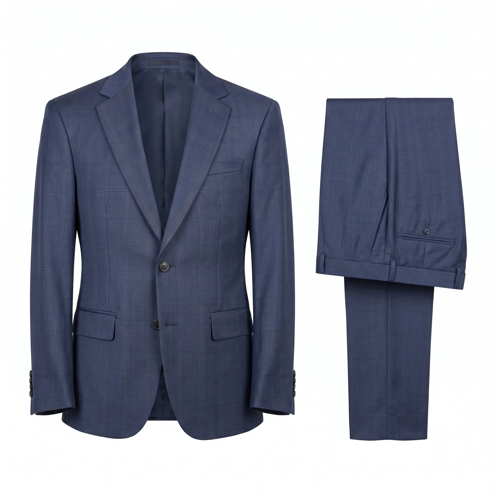 Fernando Classic Grey Steel Blue Windowpane Check