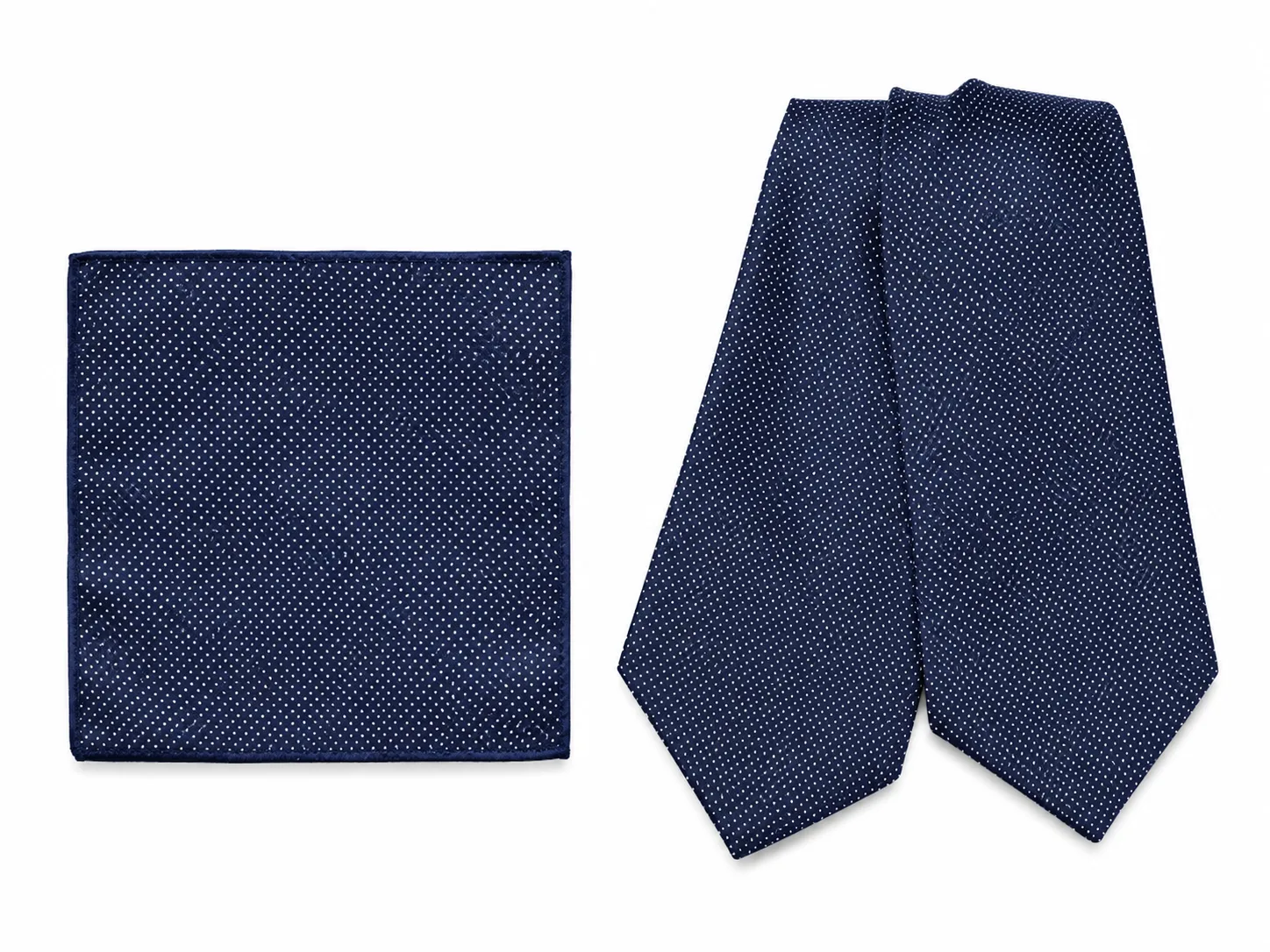 Navy Scarf with white polka dots & pocket square